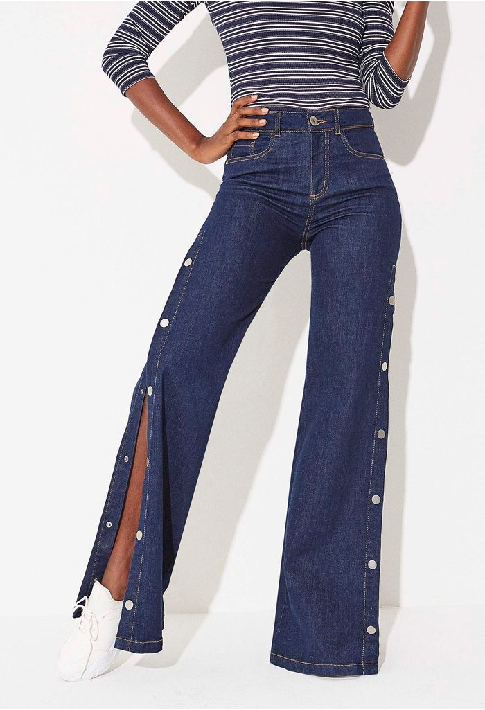 Jeans Palazzo Donna In Denim - Vita Alta, Cotone Elastico, Comodi E Alla Moda - Foto 10