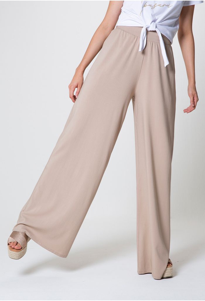 Pantalone A Palazzo In Tessuto Confort - Wally Studio Moda - Foto 2