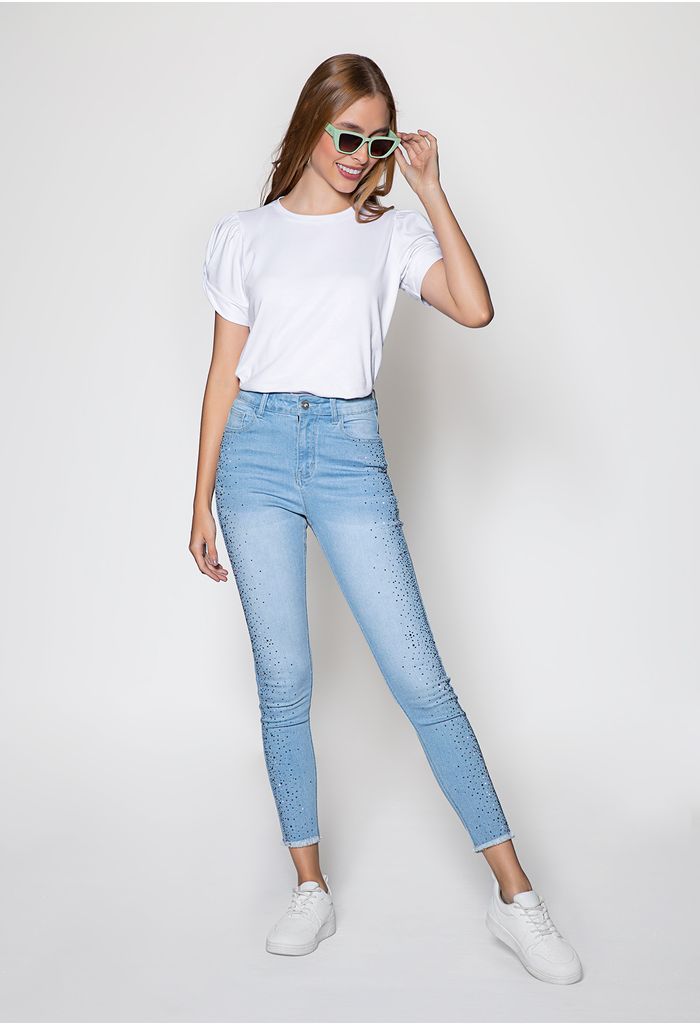 Jean color best sale hielo mujer