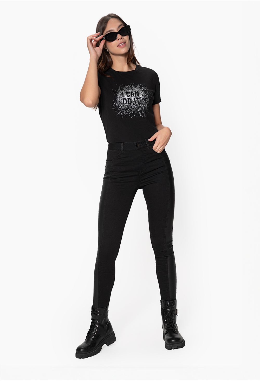 Pantalon De Vestir Dama Negro Skinny Stretch Tiro Alto