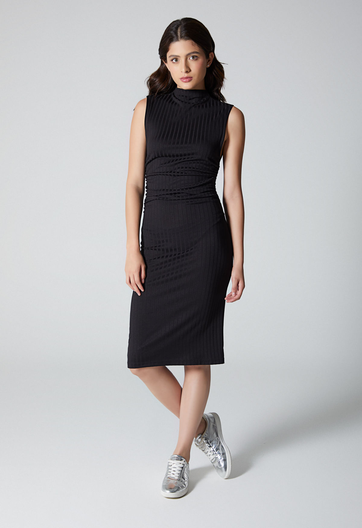 Vestido manga corta tipo columna para mujer