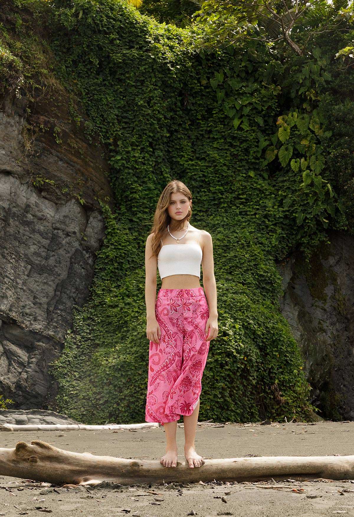 Pantalon culotte tiro alto