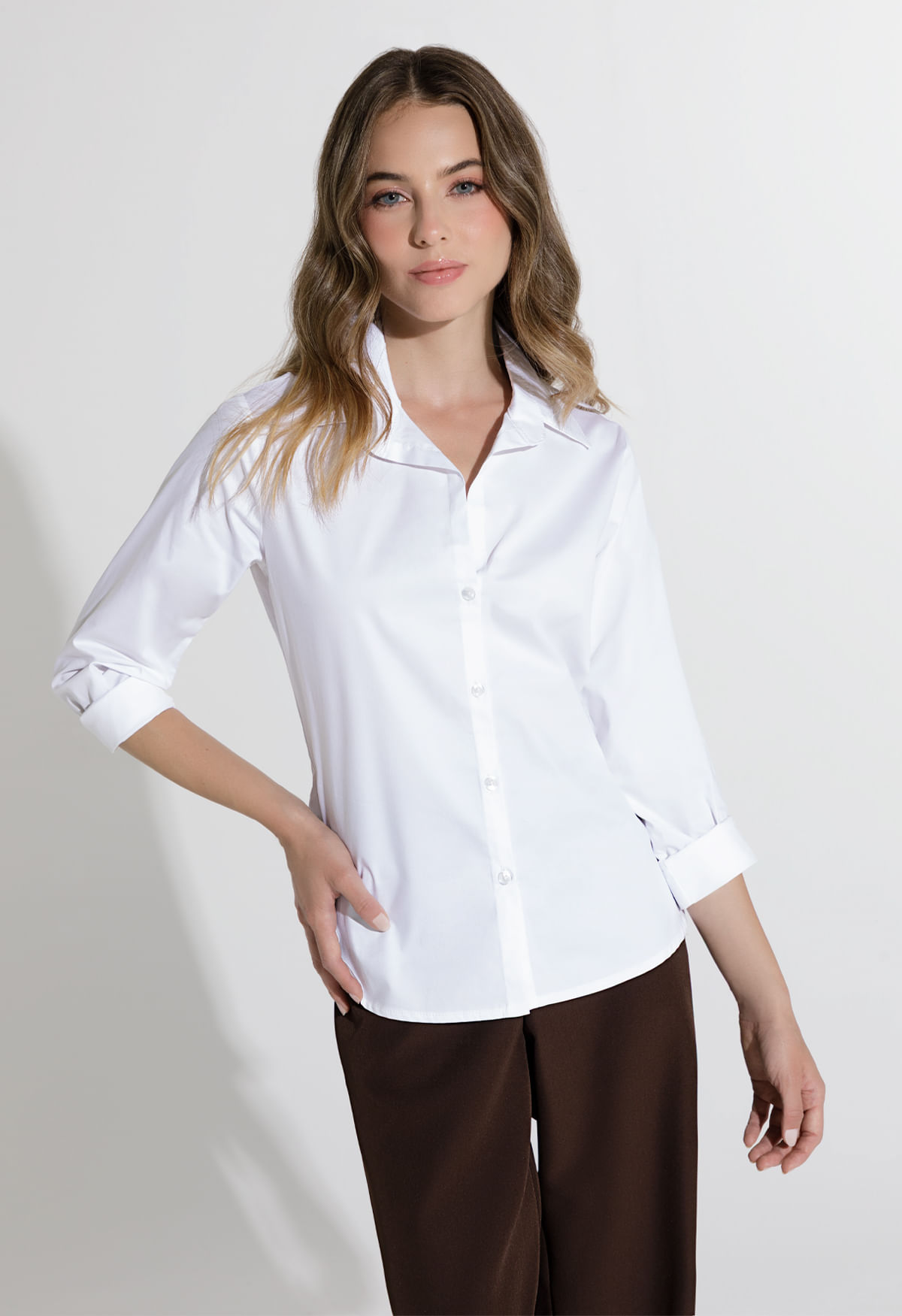Blusa camisera manga larga para mujer