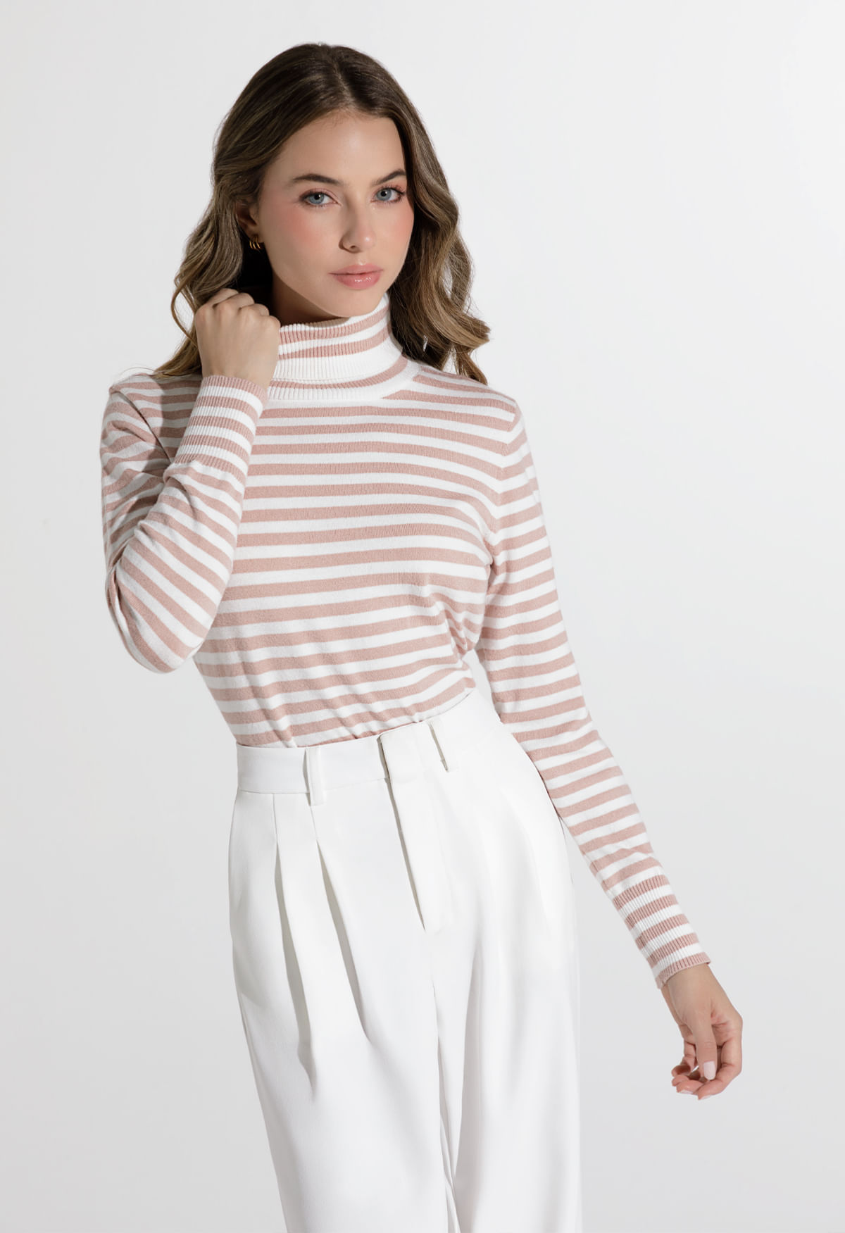 Buso tejido cuello tortuga para mujer