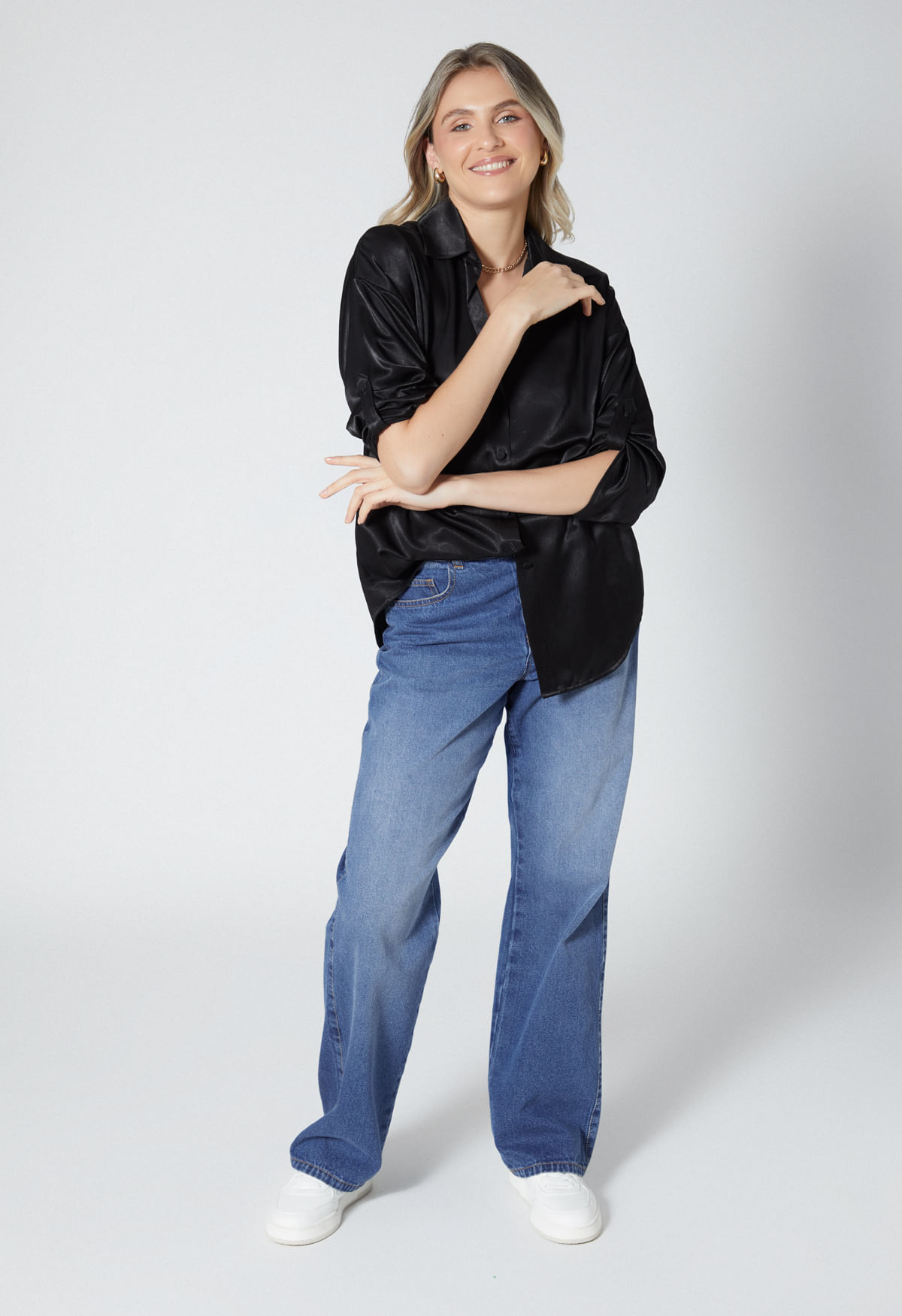 Bluson camisero manga tres cuartos para mujer