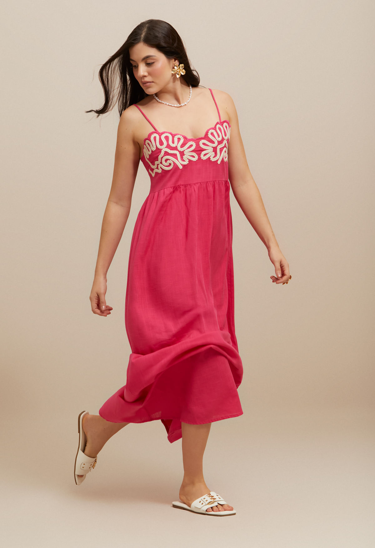 Vestido largo de tiras para mujer