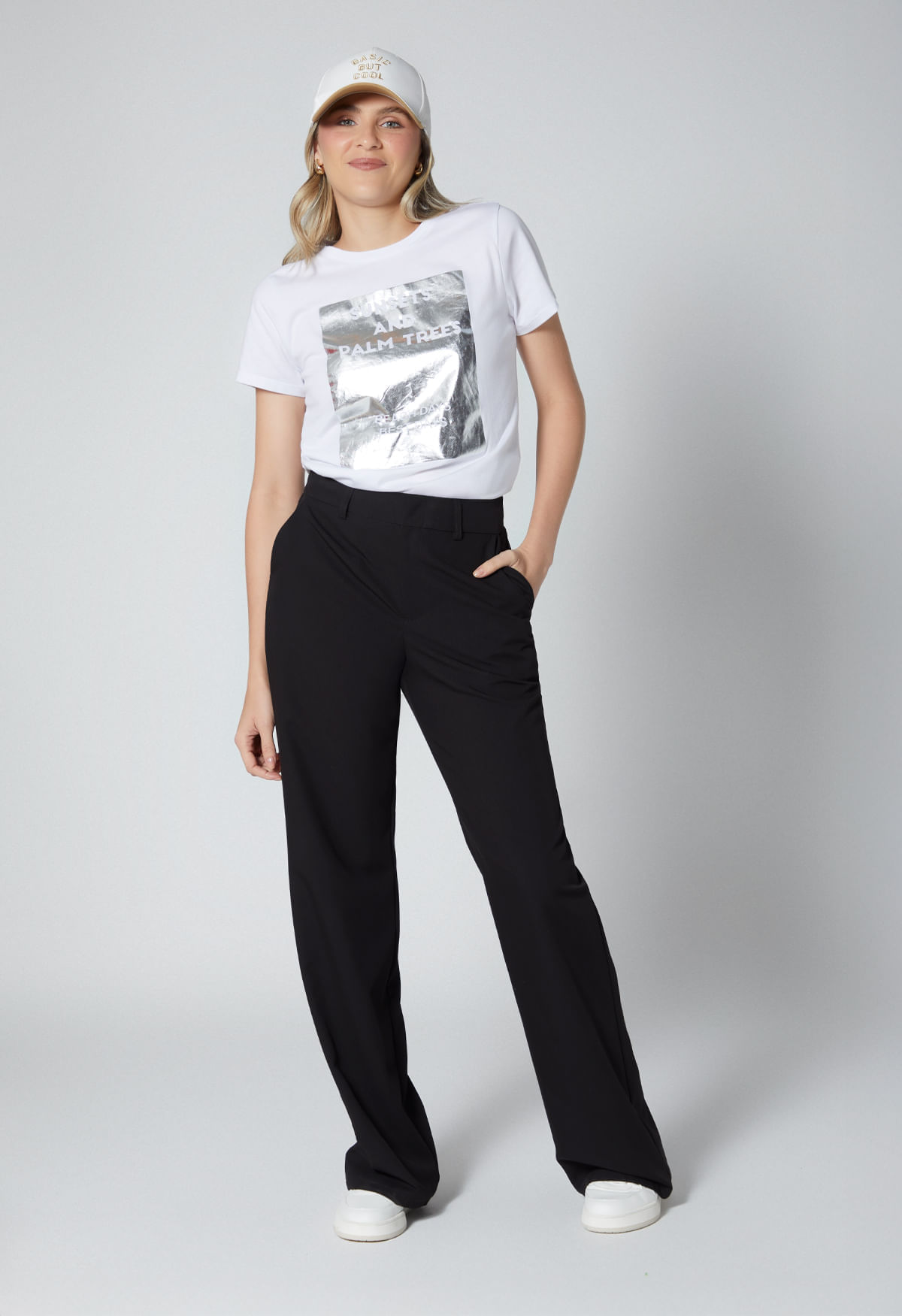 Pantalon recto para mujer tiro alto